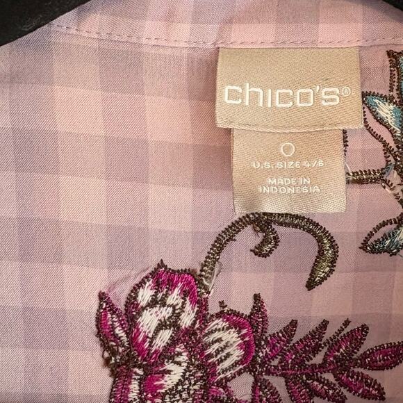 Chico’s Lavender Plaid Floral Button Down Shirt Size 0 (4/6) - Picture 8 of 9